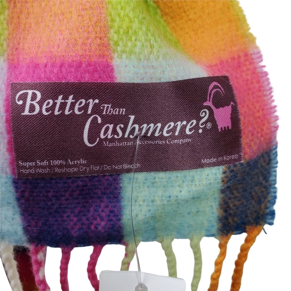 Better Than Cashmere Multicolor Retro Plaid Scarf Size OS NWOT - Picture 5 of 5